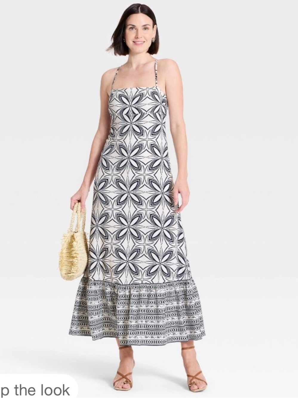 a new day Black and White Geometric Strappy Maxi Dress